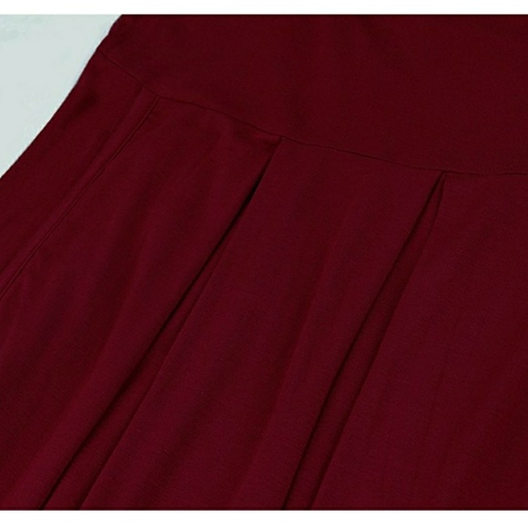 Wine Red T-shirt Dress with Pockets - Picture 7 of 7